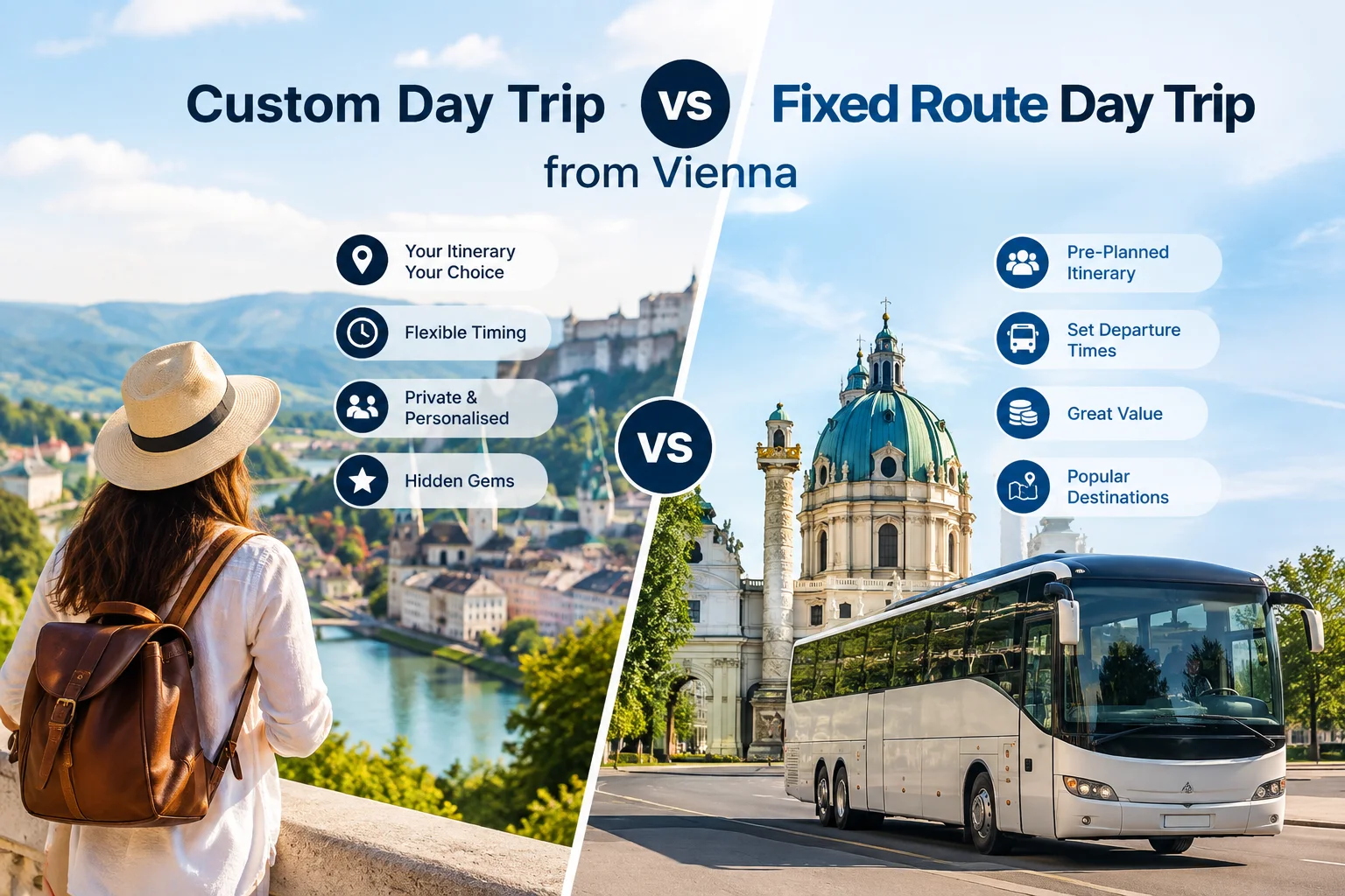 Custom Day Trip vs Fixed Route Day Trip from Vienna ,Austria
