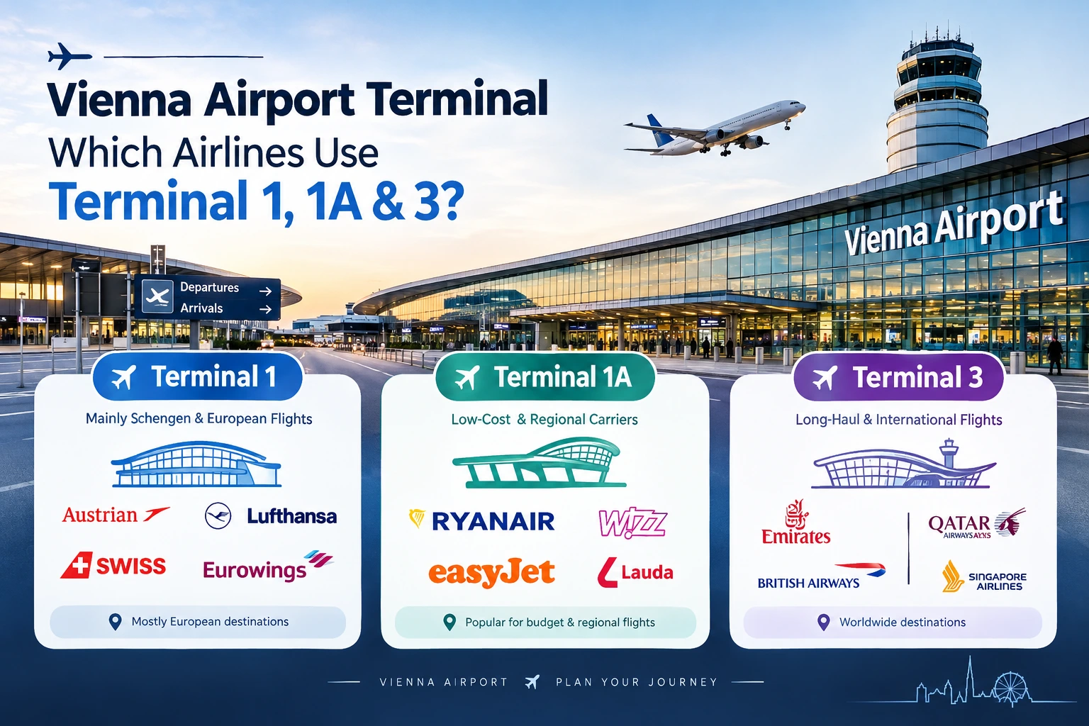 Vienna Airport Terminals : Terminal 1, 1A, 3 and Which Airline Uses Which